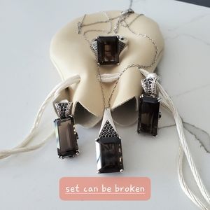 Sandrine, Sigrid & Sonia • Smoky Quartz Set (Necklace, Ring & Earrings)